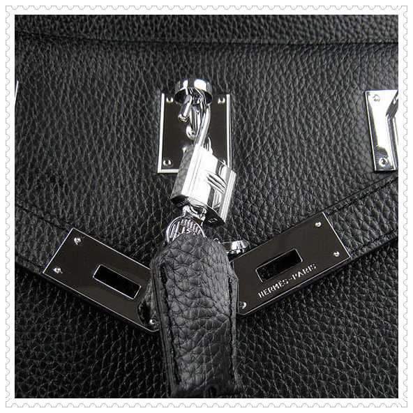 Hermes Jypsiere shoulder bag black with silver hardware